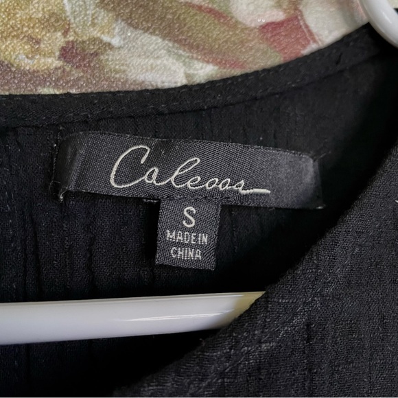 Calessa Black and Embroidery Boho Peasant Bird Balloon Sleeve Blouse Small - Picture 4 of 6